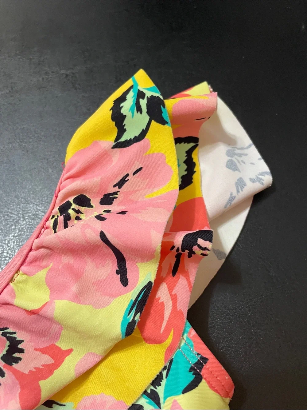 Kids Floral One-Shoulder Swimsuit - Pink & Yellow Sz.4T used good condition